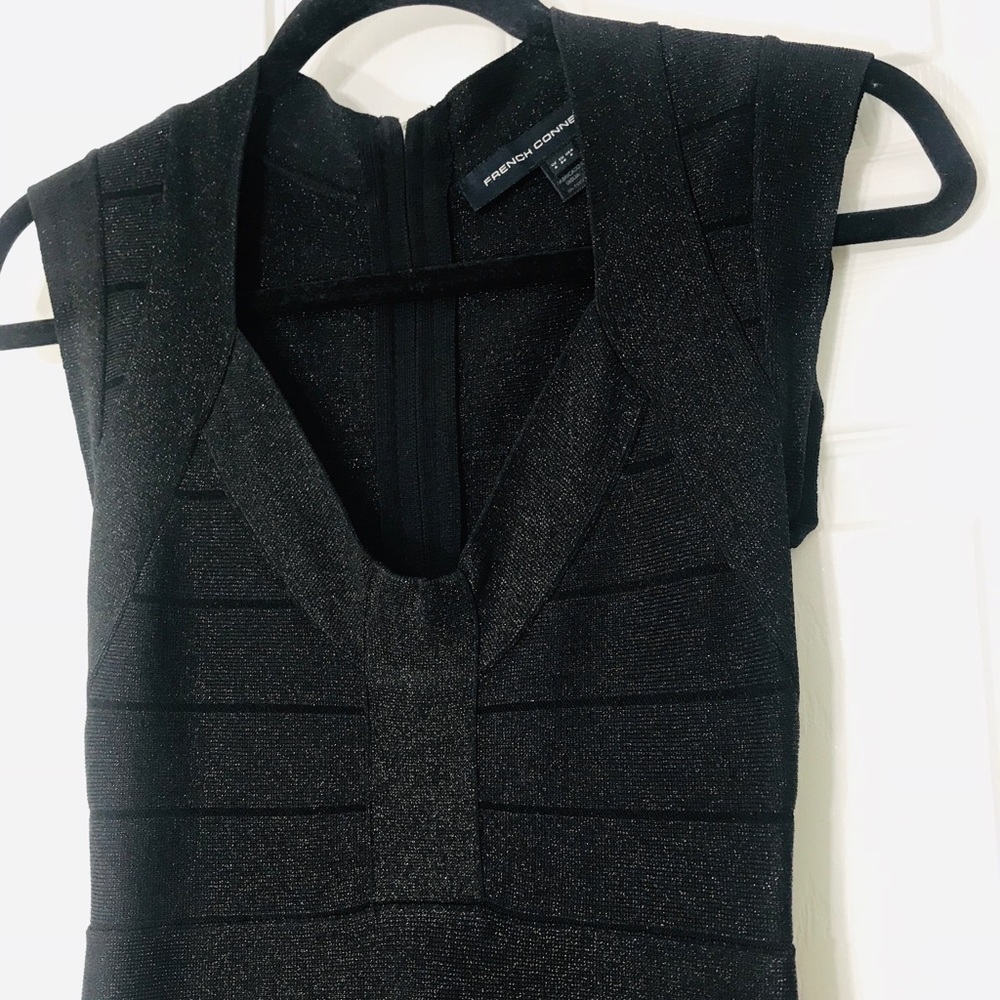 French connection blk shimmer bandage dress sz2